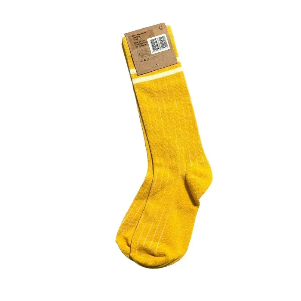 NEW Alba Of Denmark Sz 31-33 (13-2 US Shoe Size) Old Gold Stripe Knee Socks -
